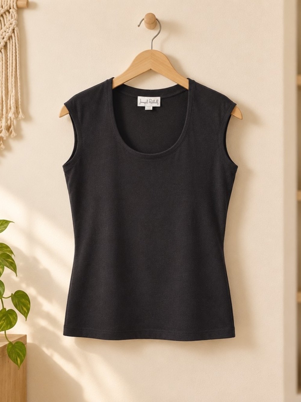 Joseph Ribkoff Solid Black Scoop Neck Tank